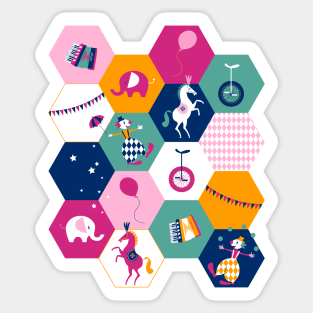 circus hexagons pink and turquoise Sticker